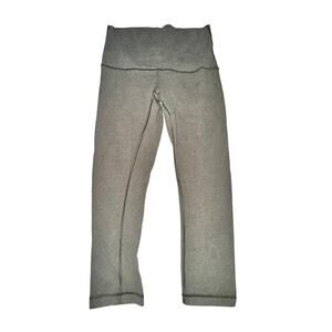 Lululemon Wunder Under Crop III Women's Size 8 Heathered Fatigue Green Cotton